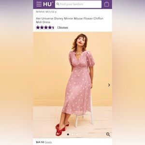 Her Universe Disney Minnie Mouse Flower Chiffon Midi Dress 3X